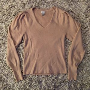 Pretty, sophisticated, cream colored V-neck sweater